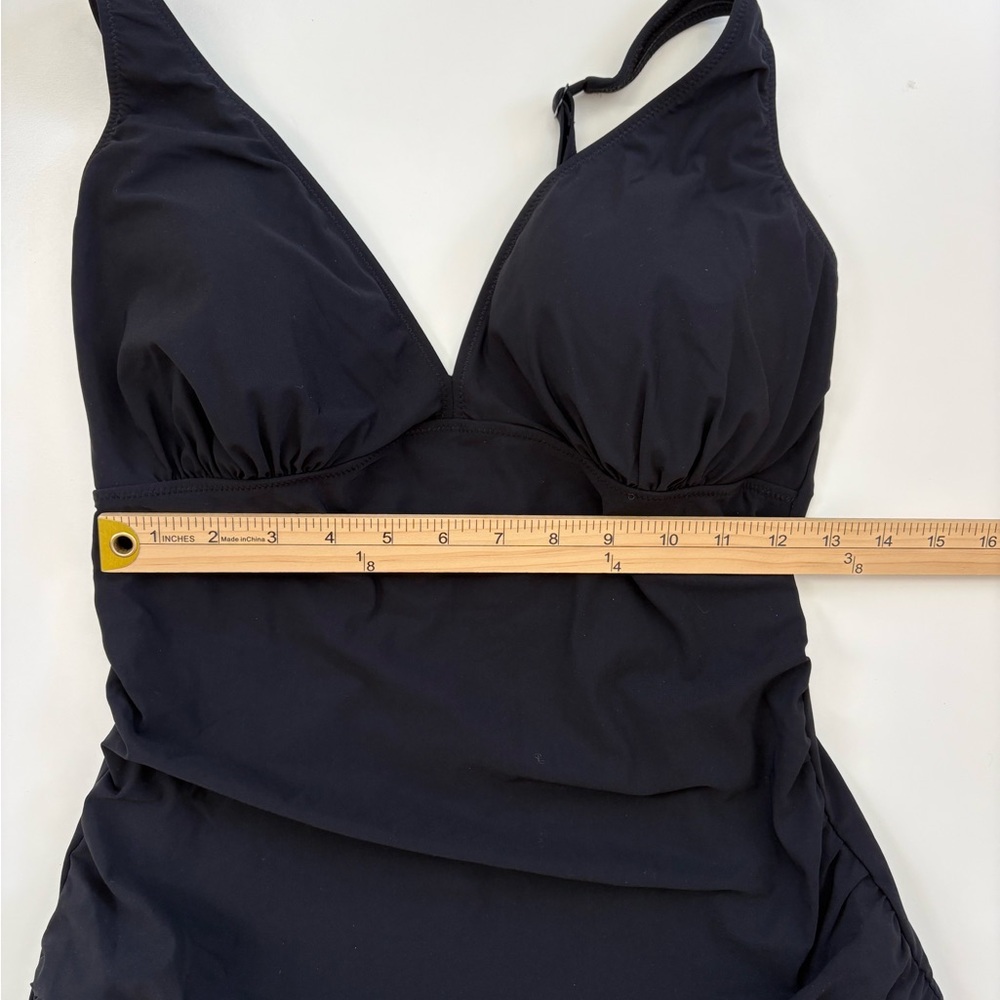 Profile By Gottex Black Ruffle Swimsuit One-Piece Slimming Classic 14D - Picture 2 of 8